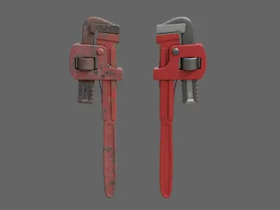 Industrial pipe wrench Low-poly 3D model