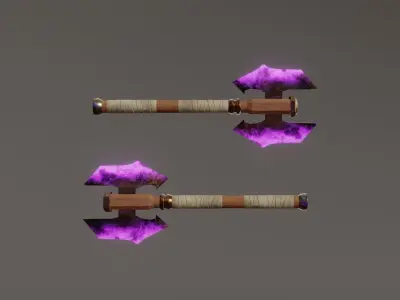 Double Bit Shadow Axe - Elemental Battle Axe - Model 01 Low-poly 3D model