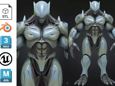Stylized Alien Brute Armored Guardian Soldier Sci Fi Low-poly 3D model