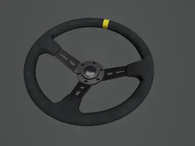 Steering Wheel 01 - Variation A - Black Stiches Low-poly 3D model