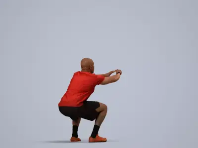 00373Carl007 - Adult Black male crouching during exercise in 3D model