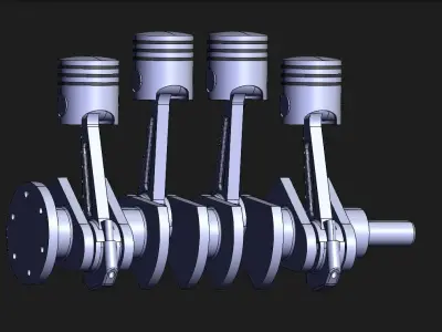 Inline Four-cylinder Engine Free 3D model