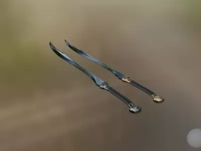 Game Ready Elven Swords Pack 4K PBR Textures High Poly and Baked Low-poly 3D model
