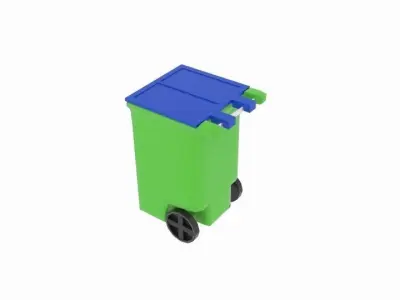 Wheeled Garbage Bin Low-poly 3D model