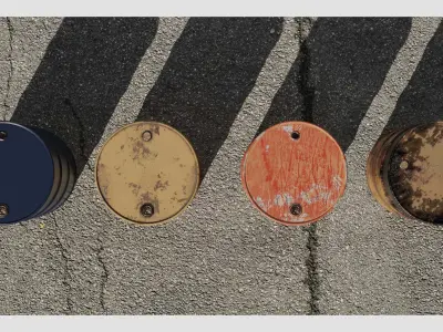 Metal Barrels Pack Low-poly 3D model purchase