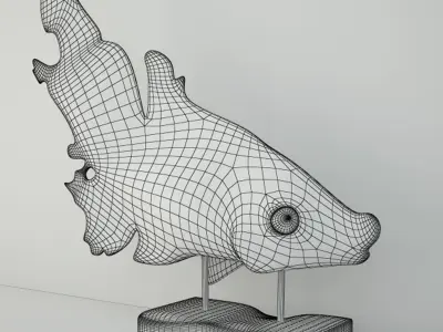 Hand Carved Driftwood Fish On Stand 3D model order