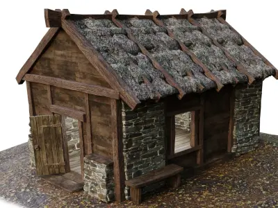 Medieval House 09 PBR 4K GameReady Low-poly 3D model