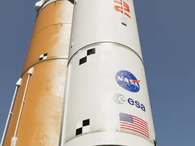 Rocket spaceship - With engine and Satellite 3D model