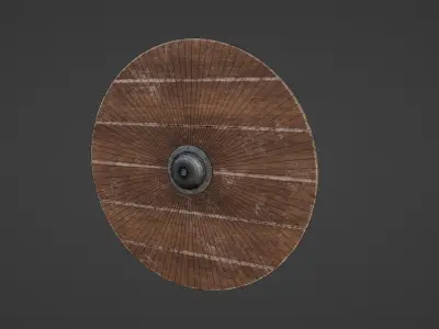 Shield 1 wooden Low-poly 3D model