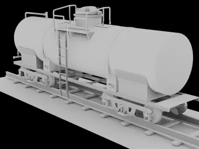 Industrial Rail Tanker Wagon Low-poly 3D model