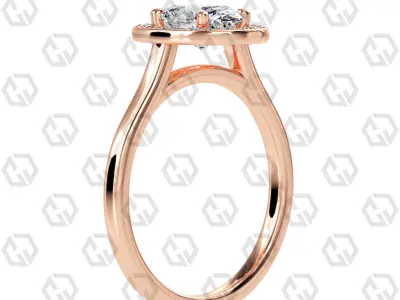 Ring 186 Oval Shape Cathedral Halo with Gems 3D print model