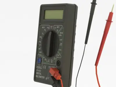 Tester Low Poly battery with wires Low-poly 3D model