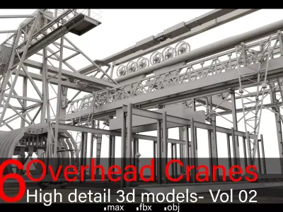 16 Overhead Cranes- Vol 02- High detail 3d models Low-poly 3D model