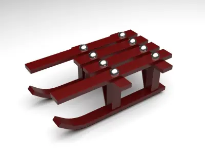 Wooden Sled 3D model