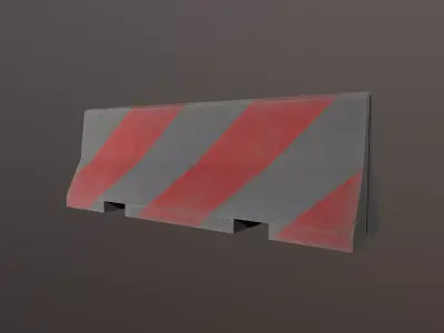 Concrete road barrier 3D low poly Low-poly 3D model