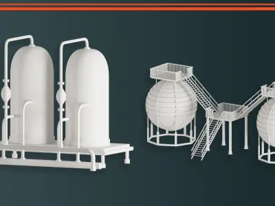 Industrial Tanks VOL-05 Low-poly 3D model