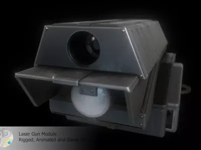 Laser Gun Module Low-poly 3D model