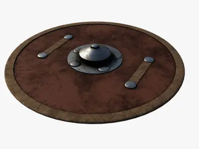 Wooden shield Low-poly 3D model 9