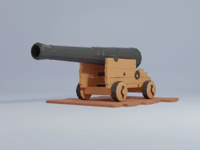 Low Poly Cannons Pack 3D model