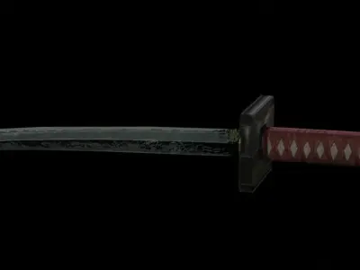 Katana samurai sword Free low-poly 3D model 2