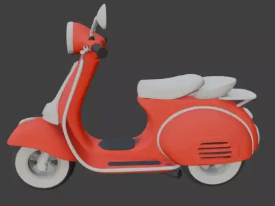 Vintage Retro Scooter 3D Model 3D model 6