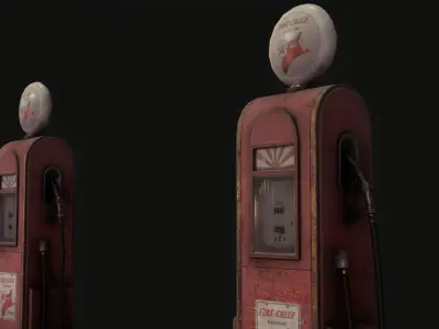 Abandoned Gas Pump Low-poly 3D model