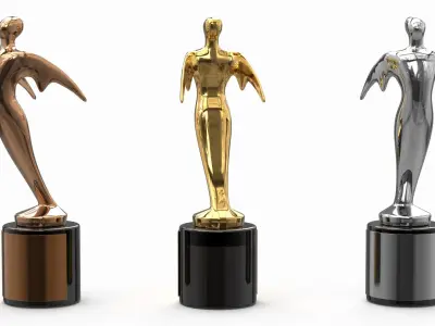  Sculpted Award Trio on Black Base 