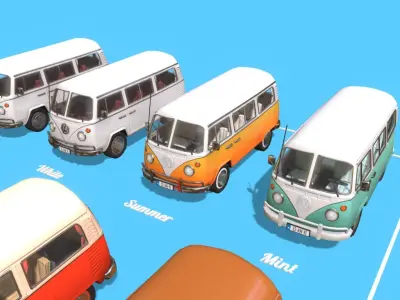 Volkswagen Van Asset Pack Variations Low-poly 3D model