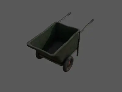 Two wheel old used style garden trolley with details used marks Low-poly 3D model