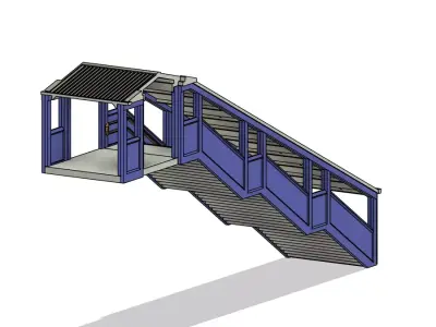 Model Railway Modern Footbridge with Lift Central Steps Add-on 3D print model
