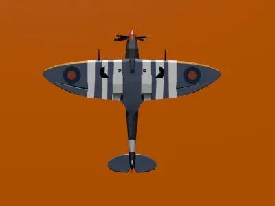 SpitFire Fighter Low Poly WW2 Low-poly 3D model