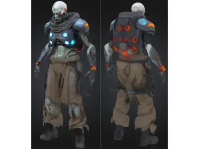 Sci-Fi Undead Cyborg Low-poly 3D model