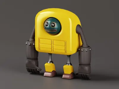 Cute Robot 3D Model Low-poly 3D model