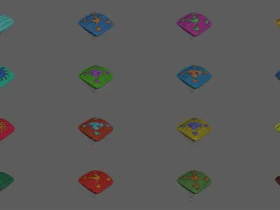 Airdrops parachute Low-poly 3D model