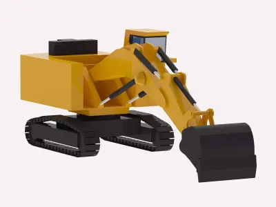 Excavator Construction PC4000 Simplified Low-poly 3D model