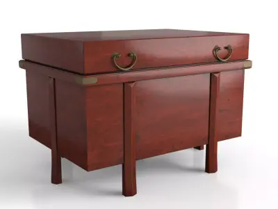 Korean Storage Chest Table Red Stain 3D model