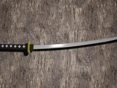Katana samurai sword Low-poly 3D model 19