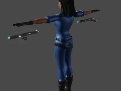 Beautiful police woman girl Low-poly 3D model