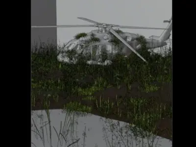 Cinematic Destroy helicopter scene 3D model