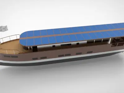 Wooden Yacht Solar Panel 3D model