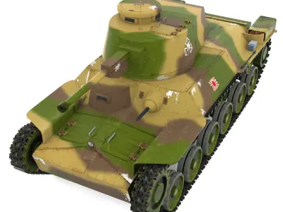 Tank Type 97 Chi-Ha Low-poly 3D model