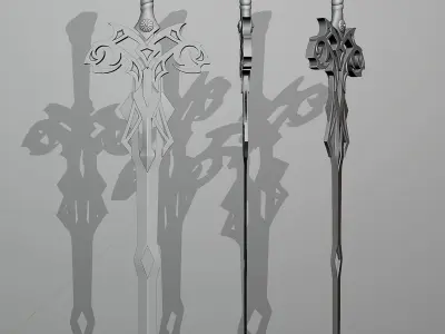 Fantasy style sword A1 Low-poly 3D model