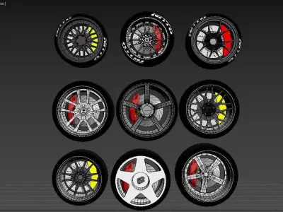 PACK-WHEEL   RIMS  TIRES Free 3D model