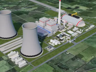 Thermal power plant - nuclear power plant - chemical plant 3D model by Todd223