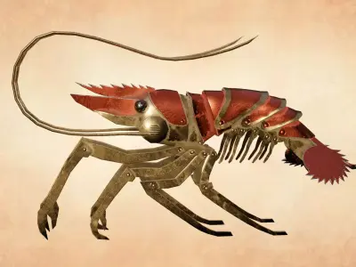 Mechanical shrimp lowpoly Low-poly 3D model