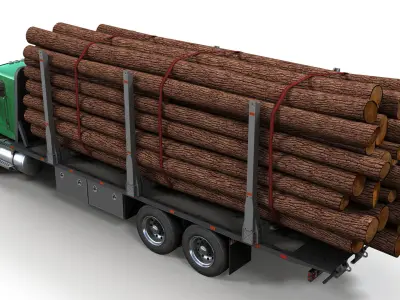 Kenworth t440 log truck 3D model