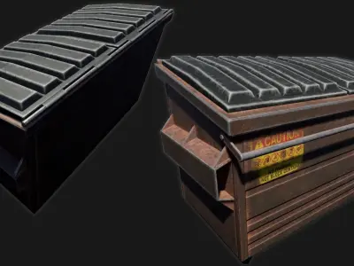 Low-poly PBR Dumpster trash can Low-poly 3D model