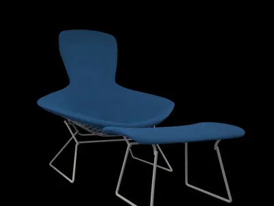 Bertoia bird chair and ottoman 3D model