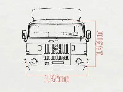 IFA W50 long cab SCALE custom rc body shells 3D print model