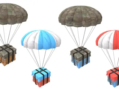 Air Drop Boxes Low-poly 3D model